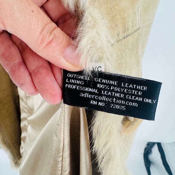 Adler Collection Genuine Suede Shearling Coat Size M Vintage Boho Leather Jacket - Picture 8 of 10